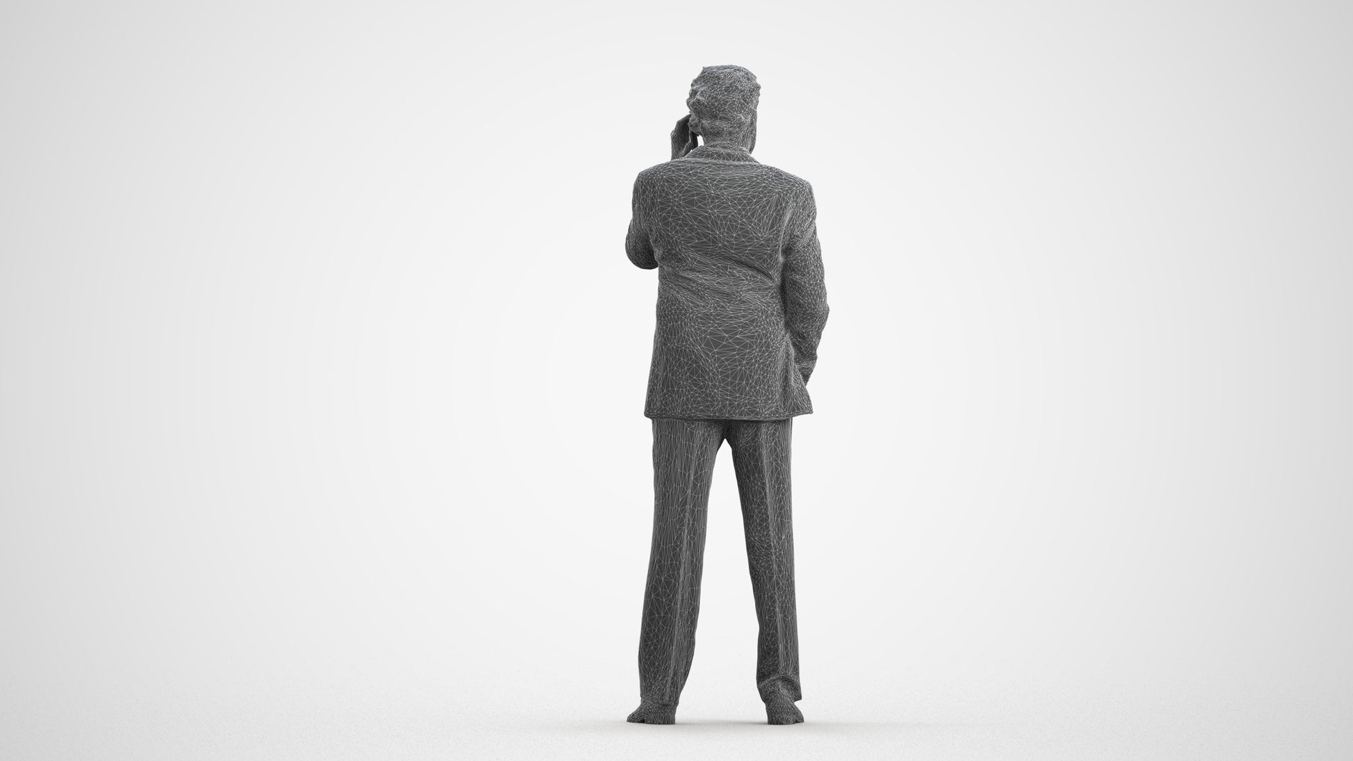 photogrammetry 3D man business standing, realistic human model archviz FBX, wireframe front view