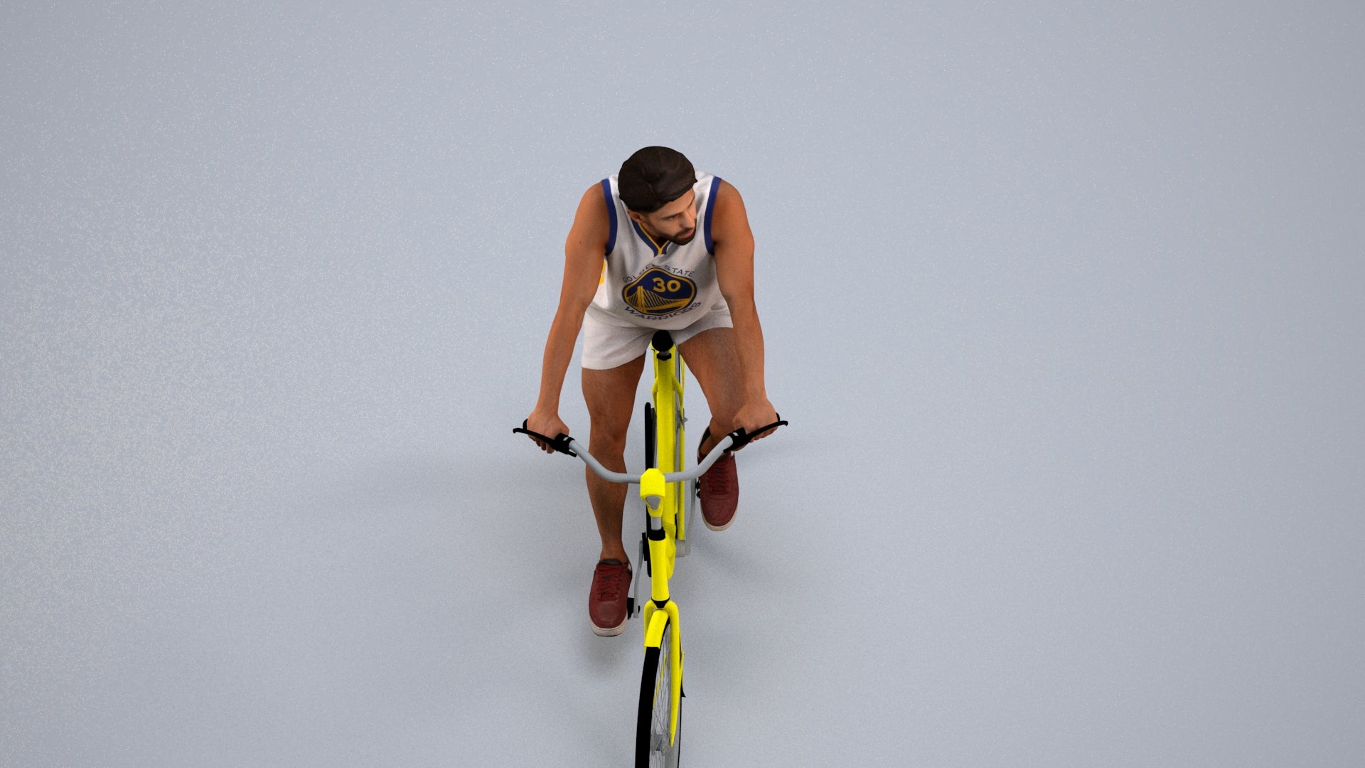 3D scanned man cycling, photorealistic archviz people for Enscape and SketchUp, back view render