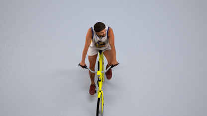 3D scanned man cycling, photorealistic archviz people for Enscape and SketchUp, back view render