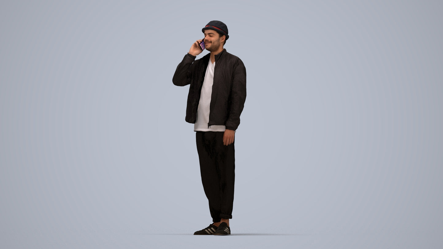 realistic 3D people man casual standing, render-ready for V-Ray and Corona, FBX OBJ, top-down view render