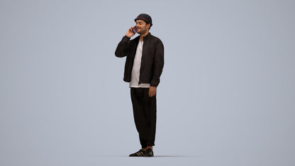 realistic 3D people man casual standing, render-ready for V-Ray and Corona, FBX OBJ, top-down view render
