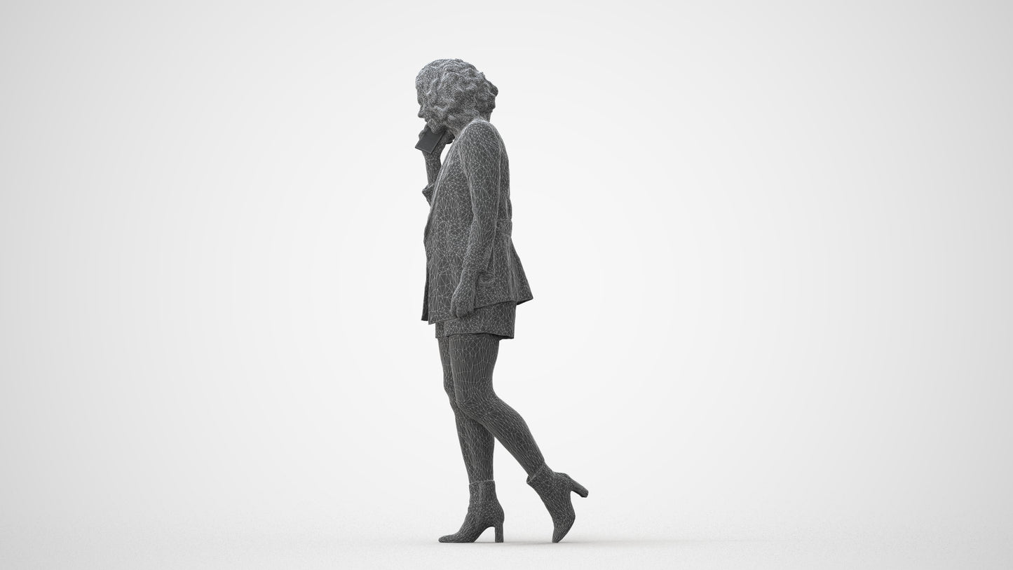3D scanned woman walking business, photorealistic archviz people for Enscape and SketchUp, square thumbnail