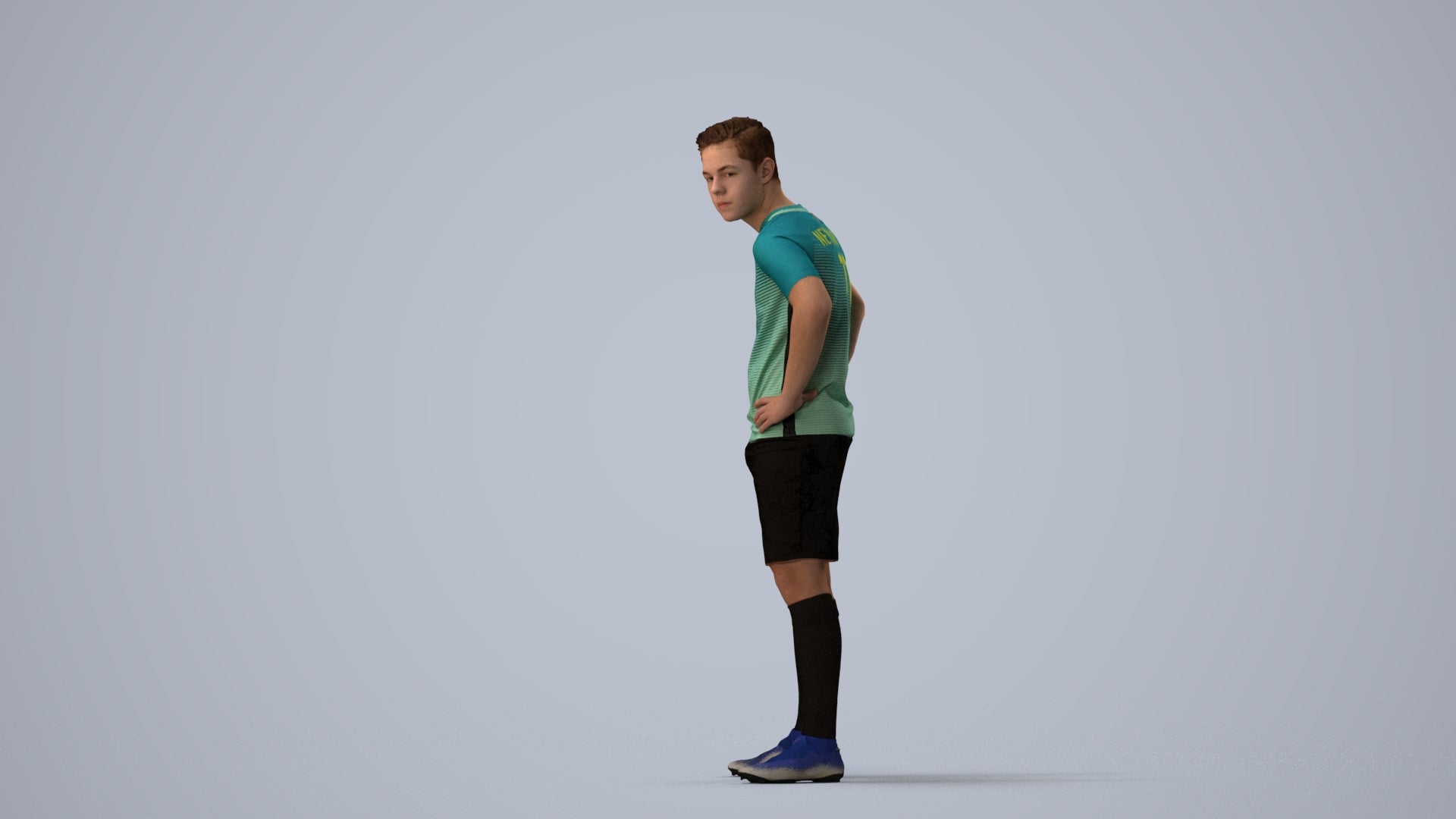 3D scanned man sport, photorealistic archviz people for Enscape and SketchUp, three-quarter view render