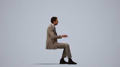 realistic 3D human man business, archviz people FBX OBJ for Blender, side view render
