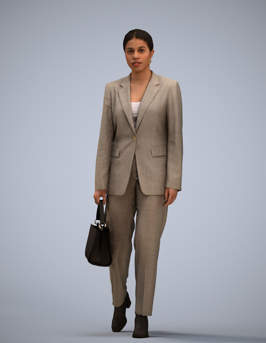 realistic 3D woman business walking, scanned archviz people for Blender and 3ds Max