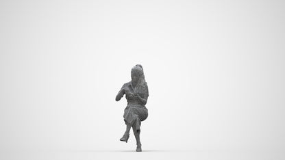 3D scanned woman sitting casual, photorealistic archviz people for Enscape and SketchUp, wireframe back view