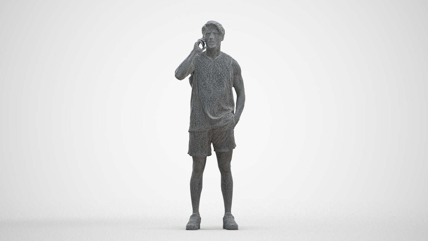 photogrammetry 3D man sport standing, realistic human model archviz FBX, three-quarter front view render