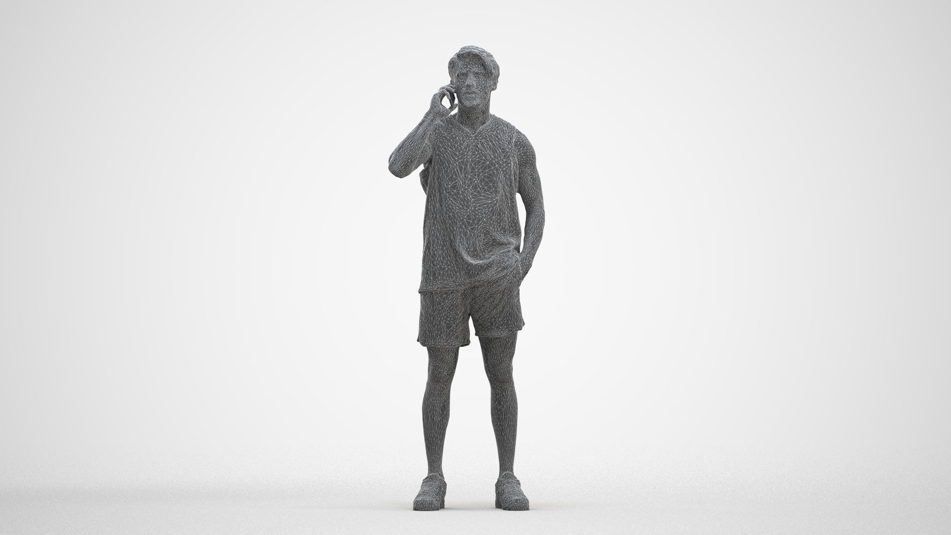 photogrammetry 3D man sport standing, realistic human model archviz FBX, three-quarter front view render