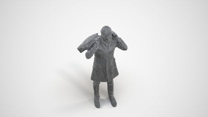 scanned 3D man business standing, photogrammetry people for Enscape and V-Ray, wireframe three-quarter view
