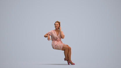 scanned 3D woman casual sitting, photogrammetry people for Enscape and V-Ray, standing pose render
