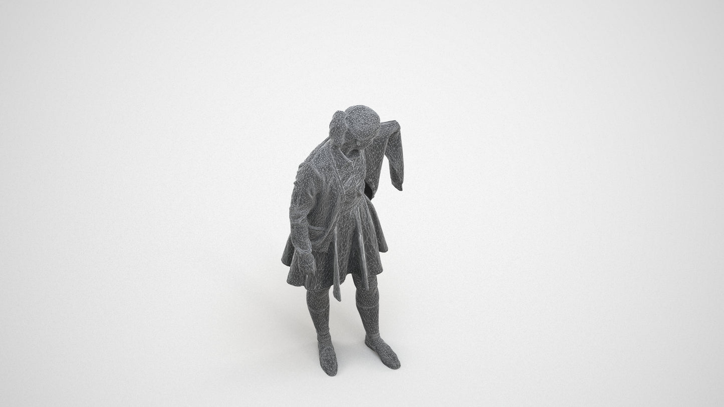 scanned 3D girl kids, photogrammetry people for Enscape and V-Ray, wireframe three-quarter view