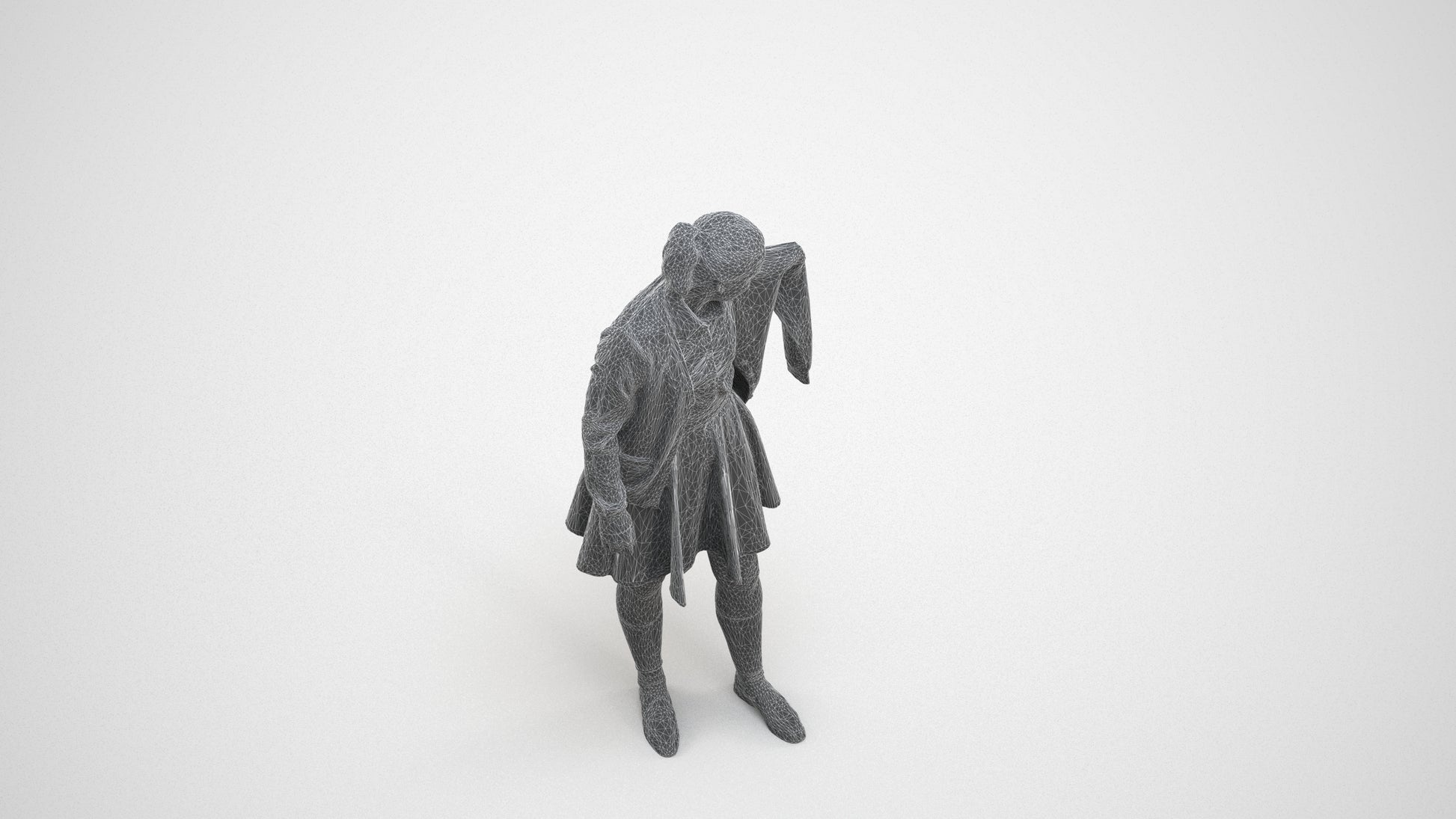 scanned 3D girl kids, photogrammetry people for Enscape and V-Ray, wireframe three-quarter view