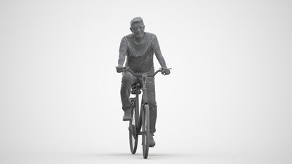 scanned 3D senior man casual cycling, photogrammetry people for Enscape and V-Ray, three-quarter front view render