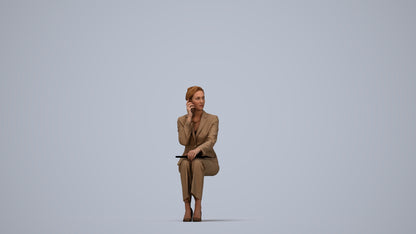 3D human model woman casual mix, photogrammetry scanned person for archviz, top-down view render
