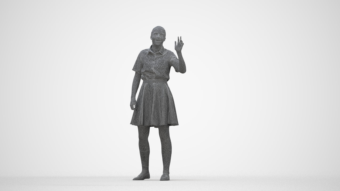 photogrammetry 3D girl kids, realistic human model archviz FBX, wireframe back view