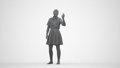 photogrammetry 3D girl kids, realistic human model archviz FBX, wireframe back view