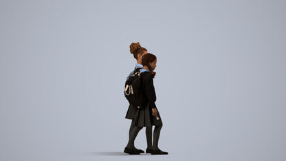 realistic 3D girl kids, scanned archviz people for Blender and 3ds Max, side view render