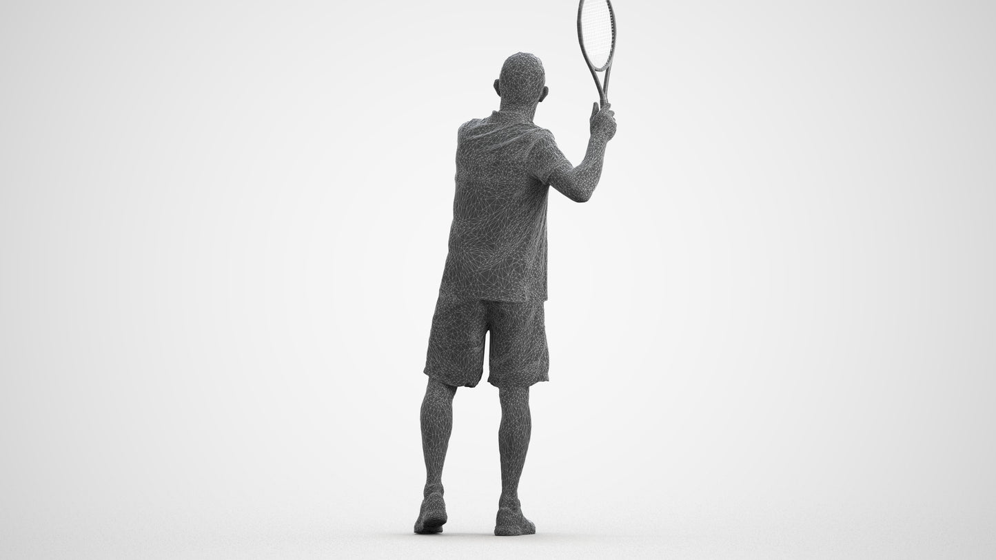 3D scanned man sport, photorealistic archviz people for Enscape and SketchUp, wireframe front view