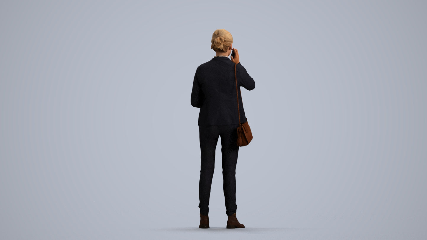 scanned 3D woman business, photogrammetry people for Enscape and V-Ray, front view render
