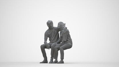 photogrammetry 3D woman casual couple, realistic human model archviz FBX, wireframe back view