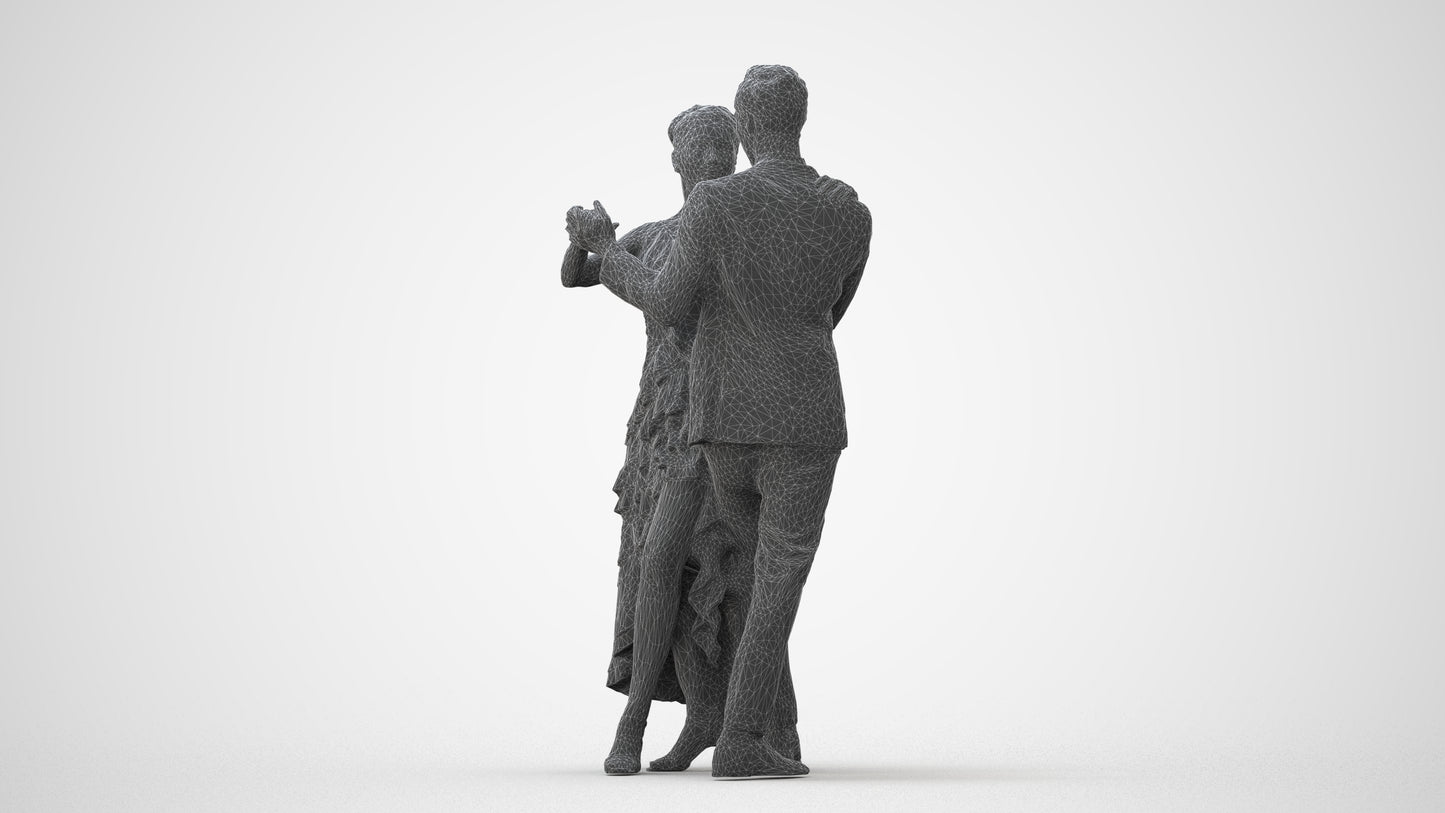 3D human model woman formal dancing, photogrammetry scanned person for archviz, square thumbnail