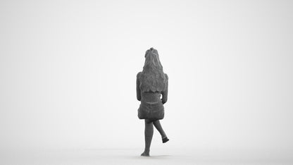 realistic 3D people girl casual sitting, render-ready for V-Ray and Corona, FBX OBJ, wireframe front view