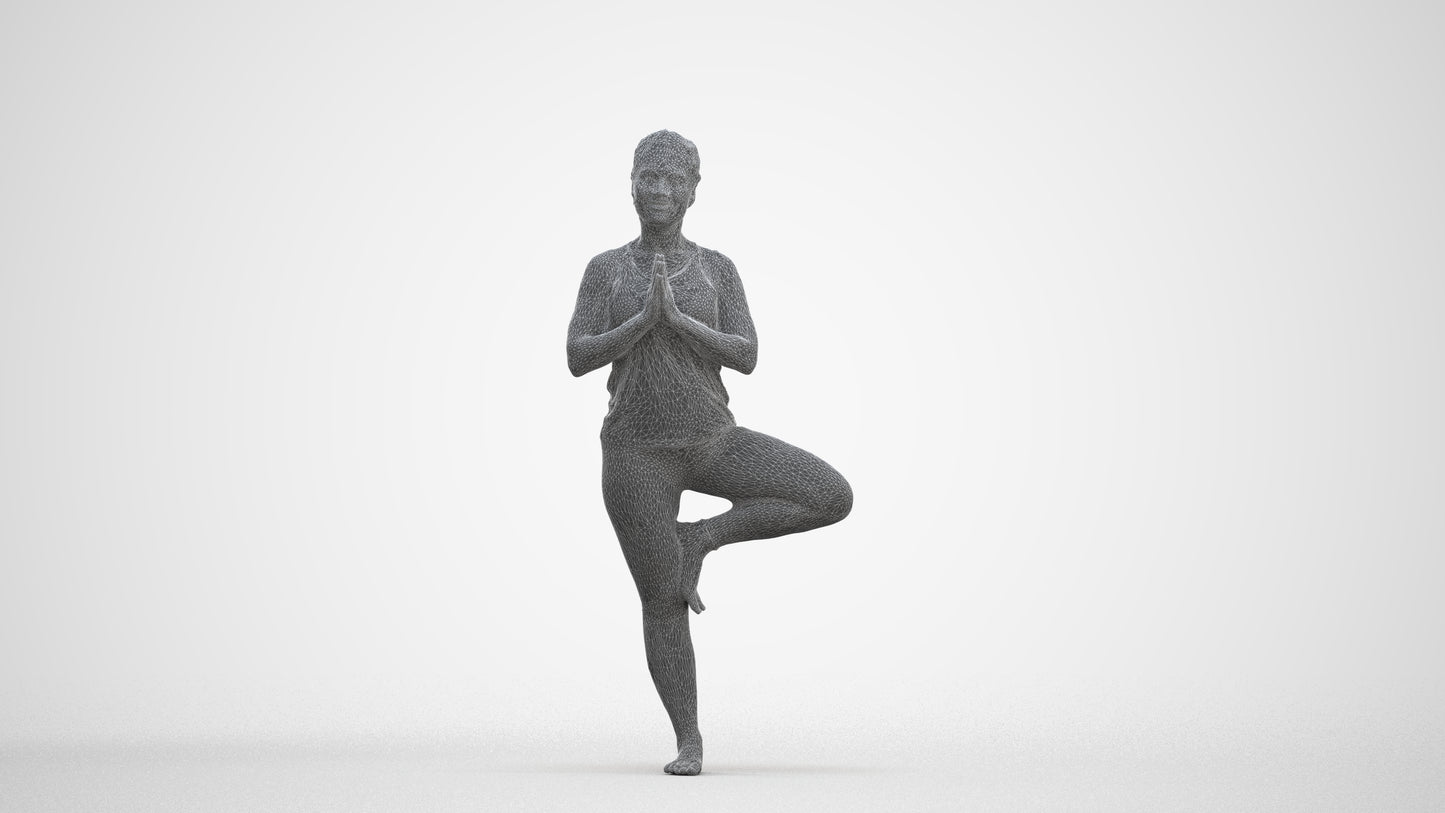 3D scanned woman sport, photorealistic archviz people for Enscape and SketchUp, three-quarter front view render
