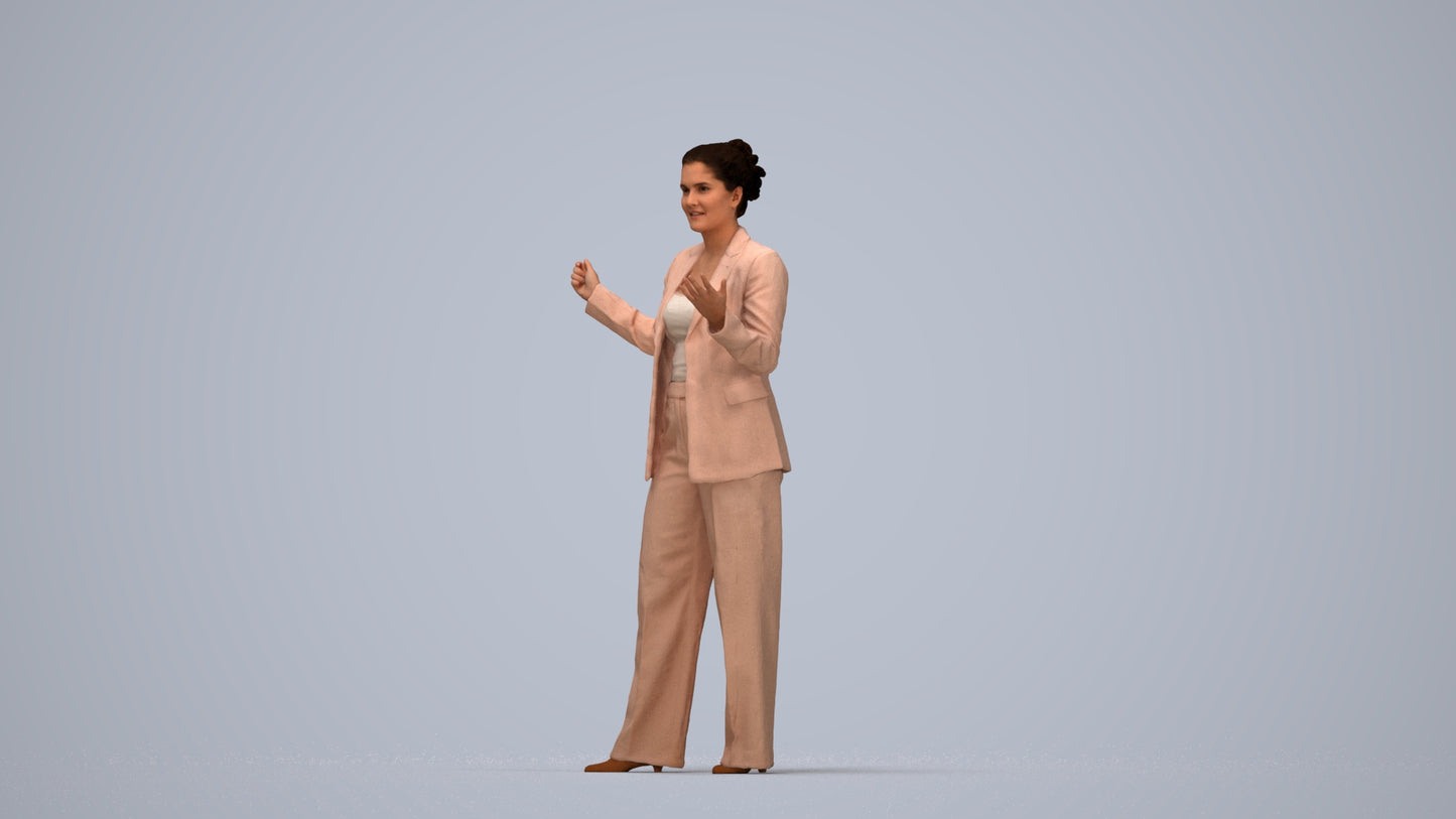 realistic 3D human woman business, archviz people FBX OBJ for Blender, top-down view render