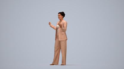 realistic 3D human woman business, archviz people FBX OBJ for Blender, top-down view render