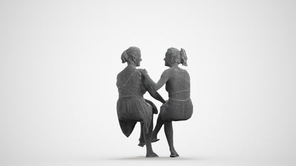 3D people model woman casual couple, scanned human for 3ds Max rendering, wireframe front view