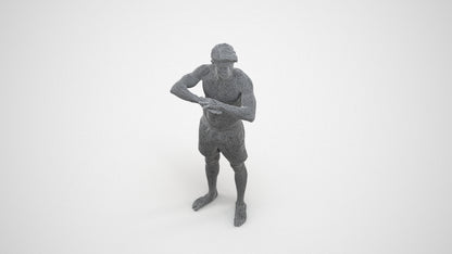 scanned 3D man pool, photogrammetry people for Enscape and V-Ray, wireframe three-quarter view