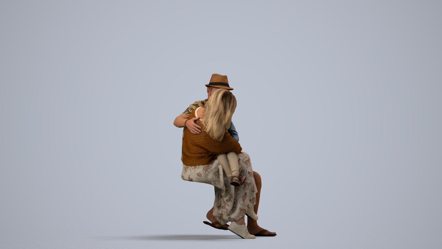scanned 3D girl kids, photogrammetry people for Enscape and V-Ray, side view render