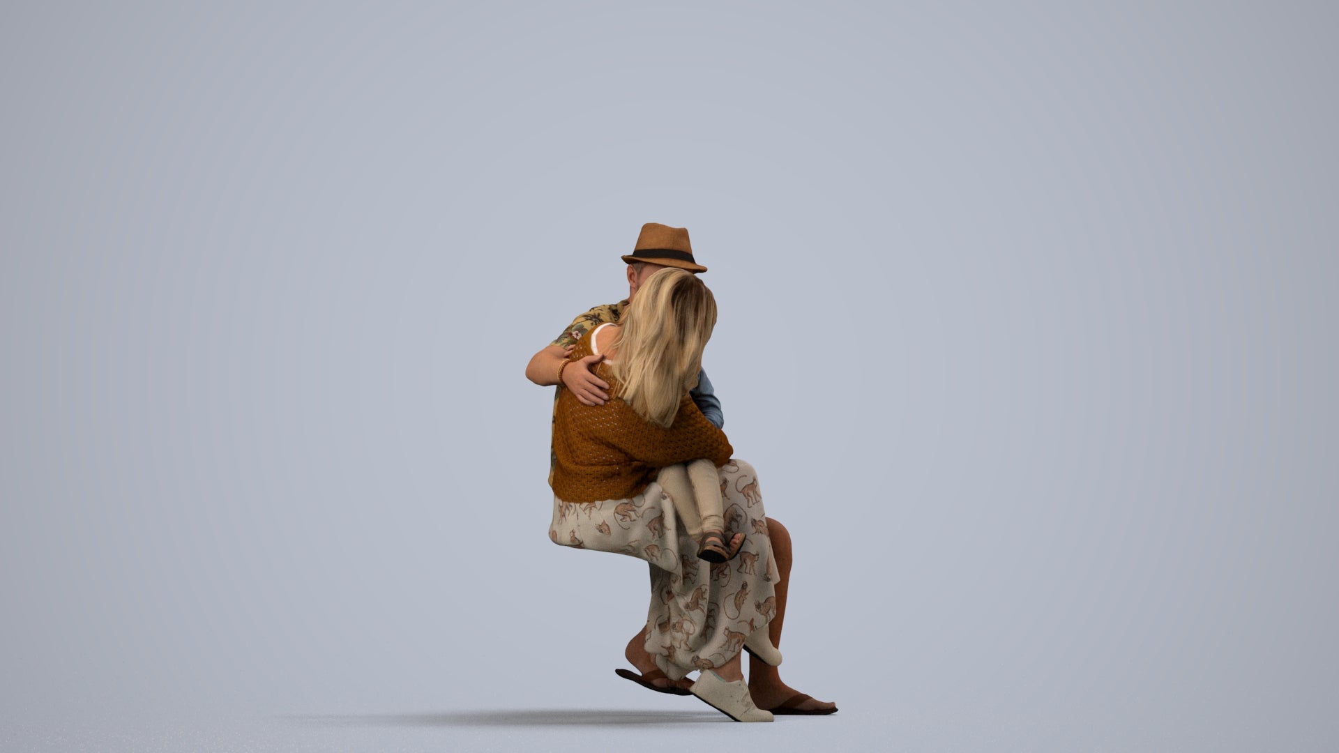 scanned 3D girl kids, photogrammetry people for Enscape and V-Ray, side view render