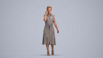 realistic 3D human woman casual walking, archviz people FBX OBJ for Blender, standing pose render