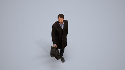 3D human model man business, photogrammetry scanned person for archviz, back view render