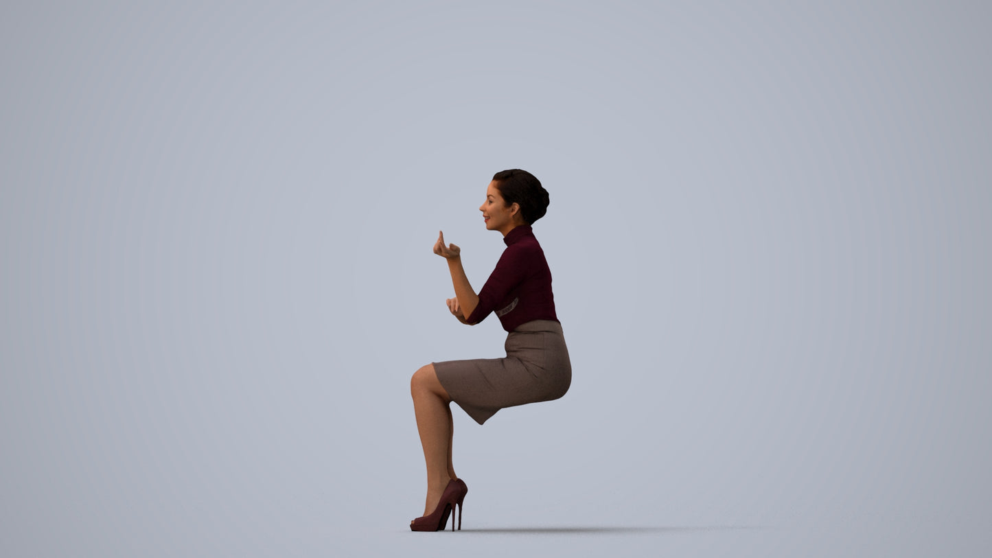 3D people model woman business, scanned human for 3ds Max rendering, three-quarter view render