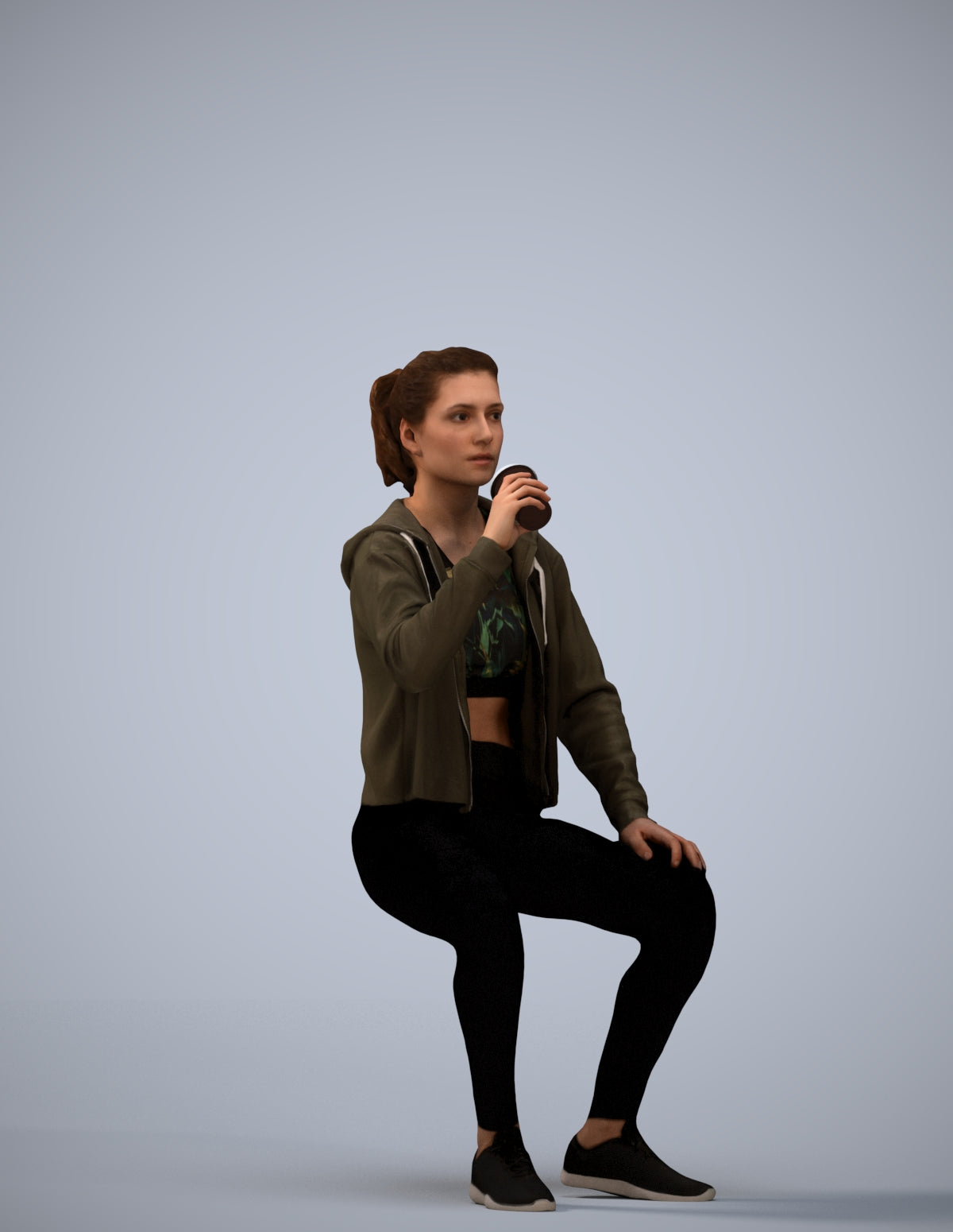 realistic 3D human woman sport, archviz people FBX OBJ for Blender