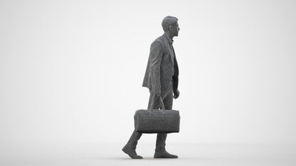3D people model man business, scanned human for 3ds Max rendering, wireframe side view