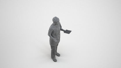 photogrammetry 3D senior woman medical, realistic human model archviz FBX, wireframe three-quarter view