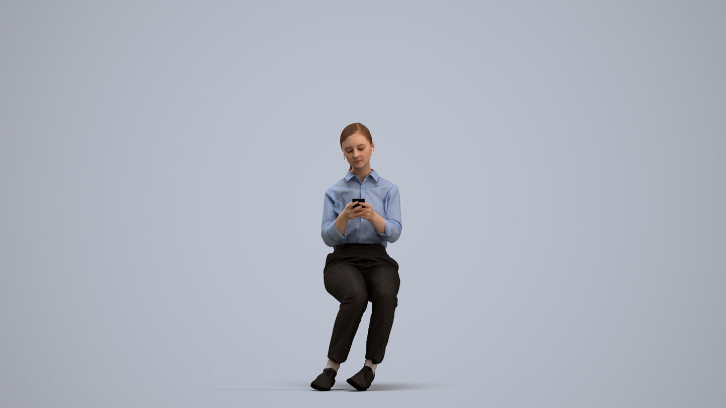 3D people model girl business kids, scanned human for 3ds Max rendering, standing pose render