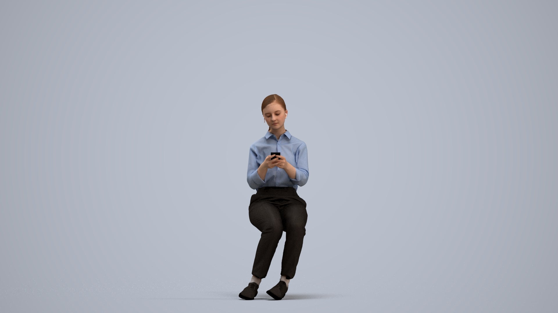 3D people model girl business kids, scanned human for 3ds Max rendering, standing pose render