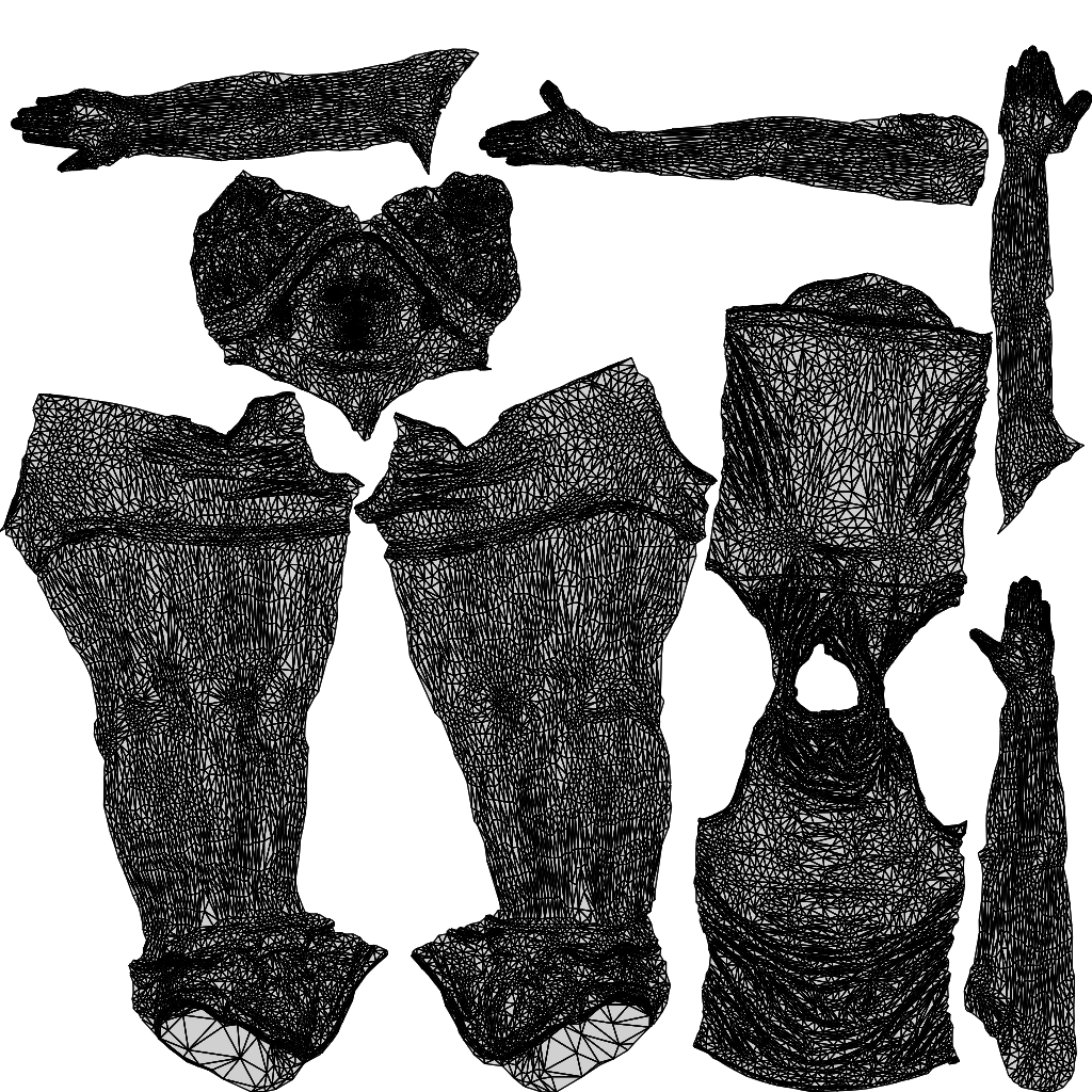 scanned 3D girl sport, photogrammetry people for Enscape and V-Ray, wireframe top-down view