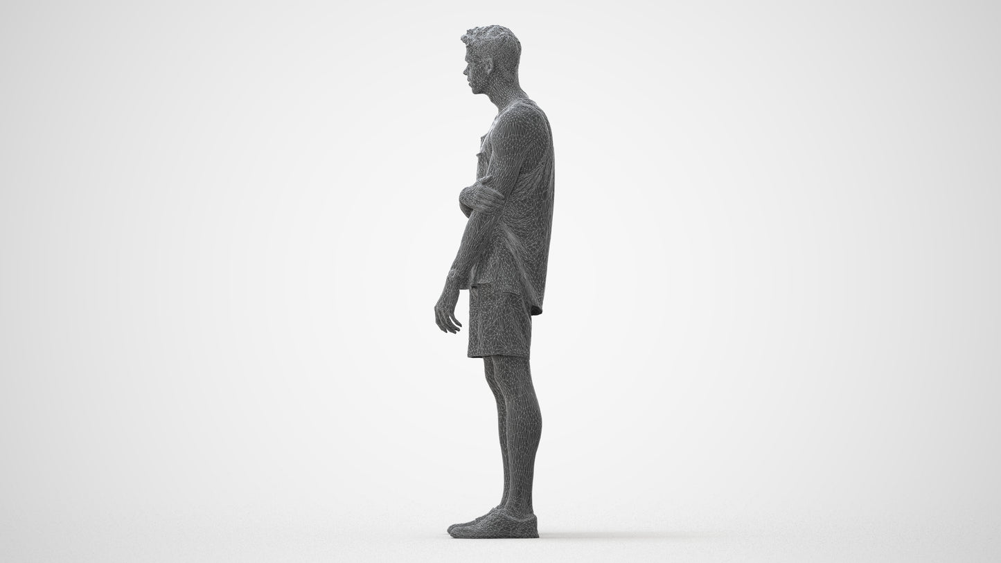 3D human model man casual standing, photogrammetry scanned person for archviz, square thumbnail