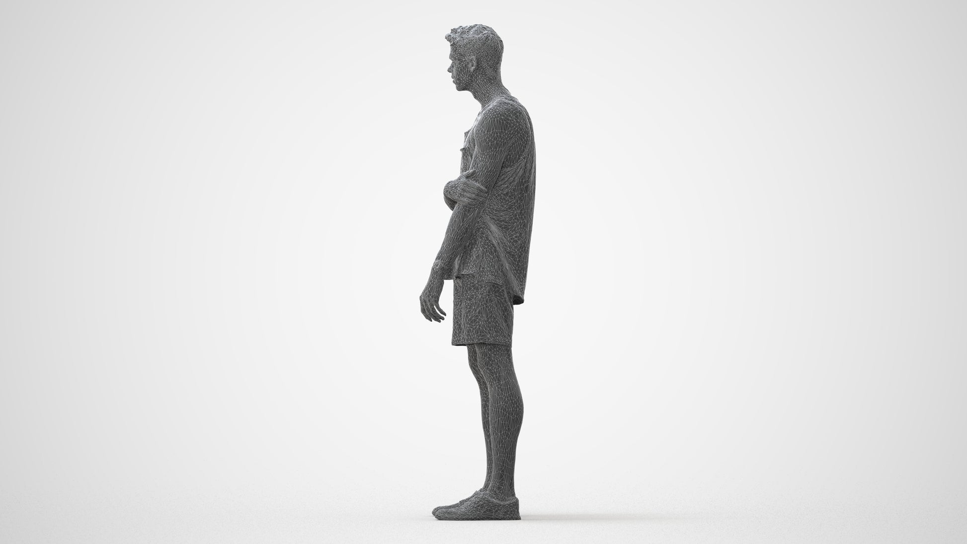 3D human model man casual standing, photogrammetry scanned person for archviz, square thumbnail
