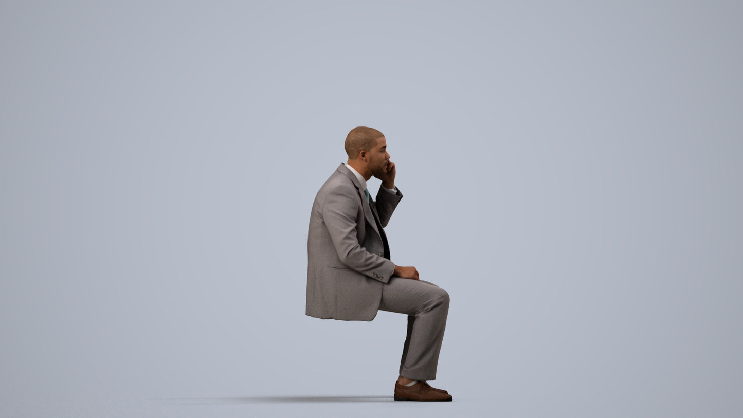 scanned 3D man business, photogrammetry people for Enscape and V-Ray, side view render