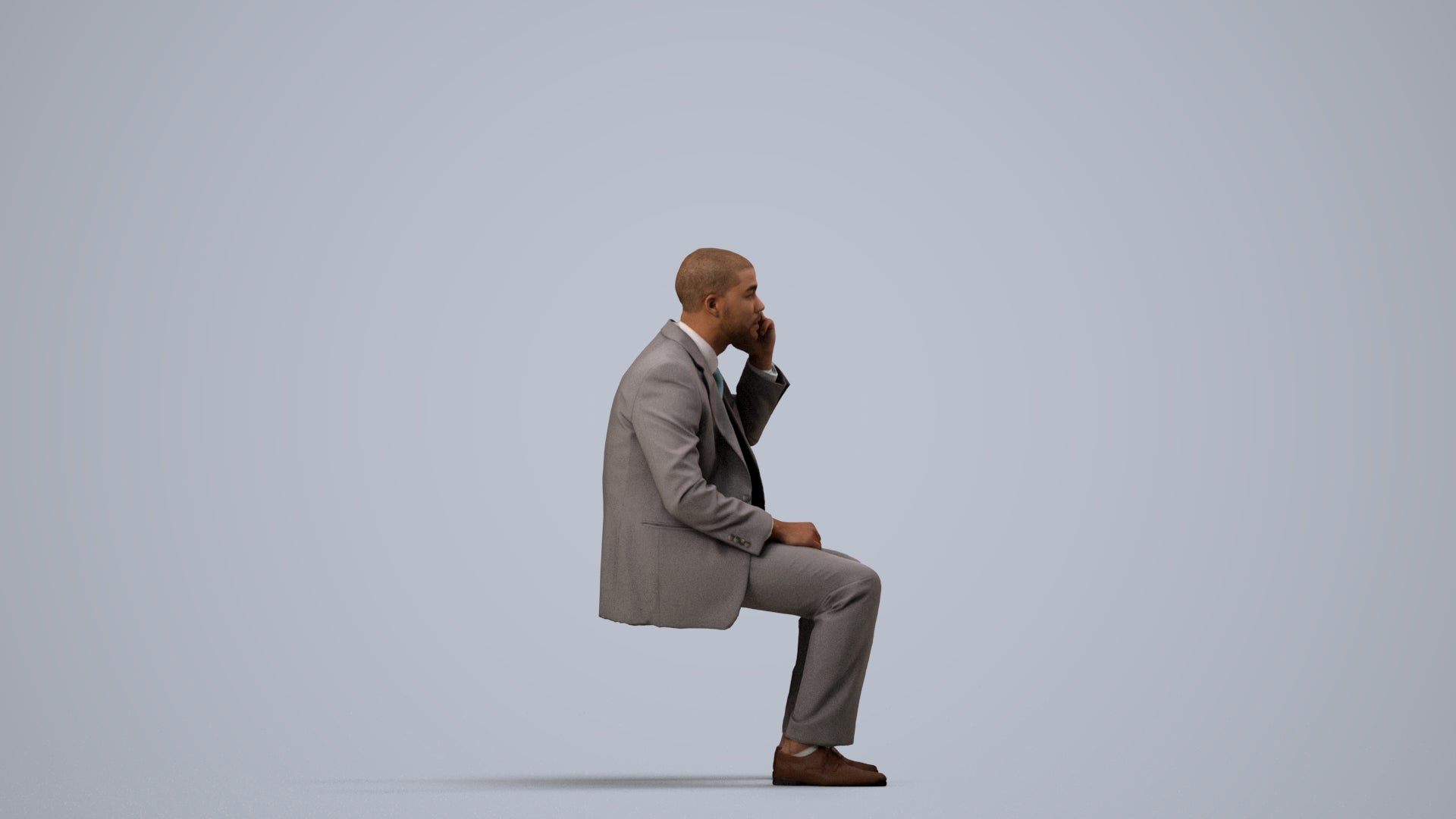 scanned 3D man business, photogrammetry people for Enscape and V-Ray, side view render