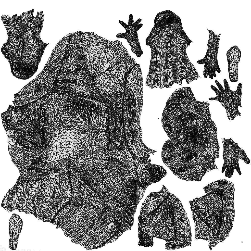 scanned 3D woman casual sitting, photogrammetry people for Enscape and V-Ray, wireframe top-down view