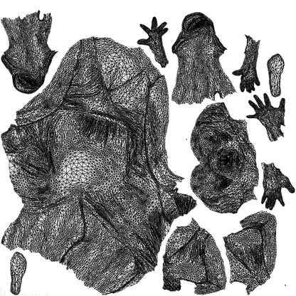 scanned 3D woman casual sitting, photogrammetry people for Enscape and V-Ray, wireframe top-down view