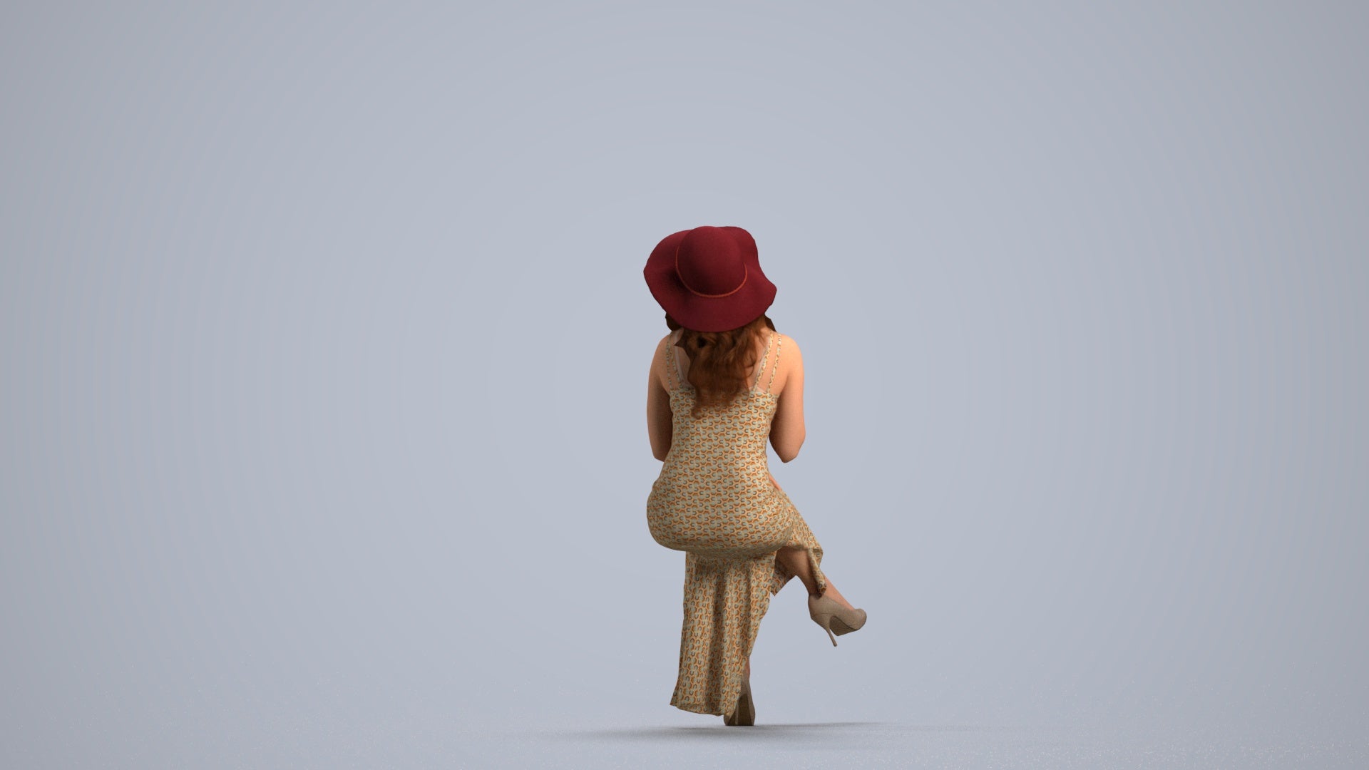 realistic 3D people woman casual sitting, render-ready for V-Ray and Corona, FBX OBJ, front view render