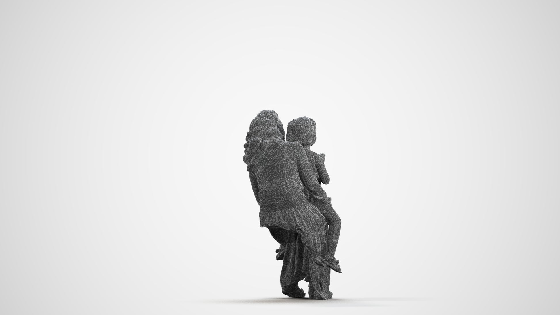 3D scanned boy kids casual, photorealistic archviz people for Enscape and SketchUp, wireframe front view